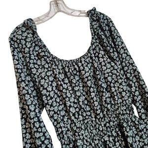 Nine West Womens Floral Print Smocked Waist Peplum Blouse  Medium Boho Festival‎